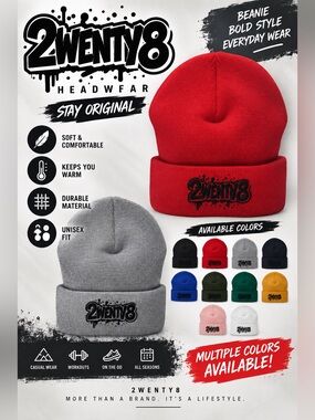 2wenty8 “Drip” Embroidered Cuffed Beanie